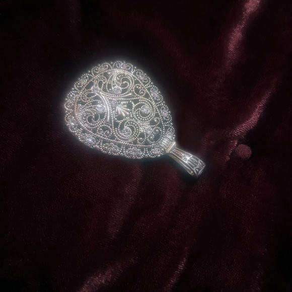 Large Sliver Tone Pendant with Crystals - Picture 4 of 6